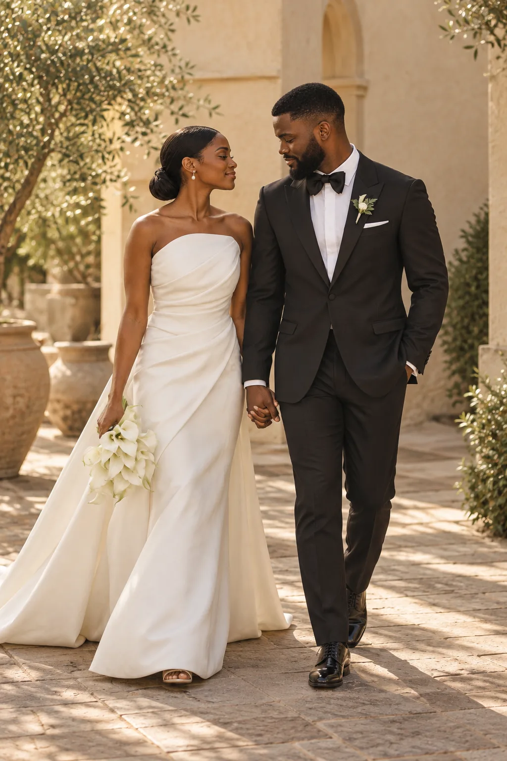 Temi and Dele walking hand in hand, fictional sample photograph