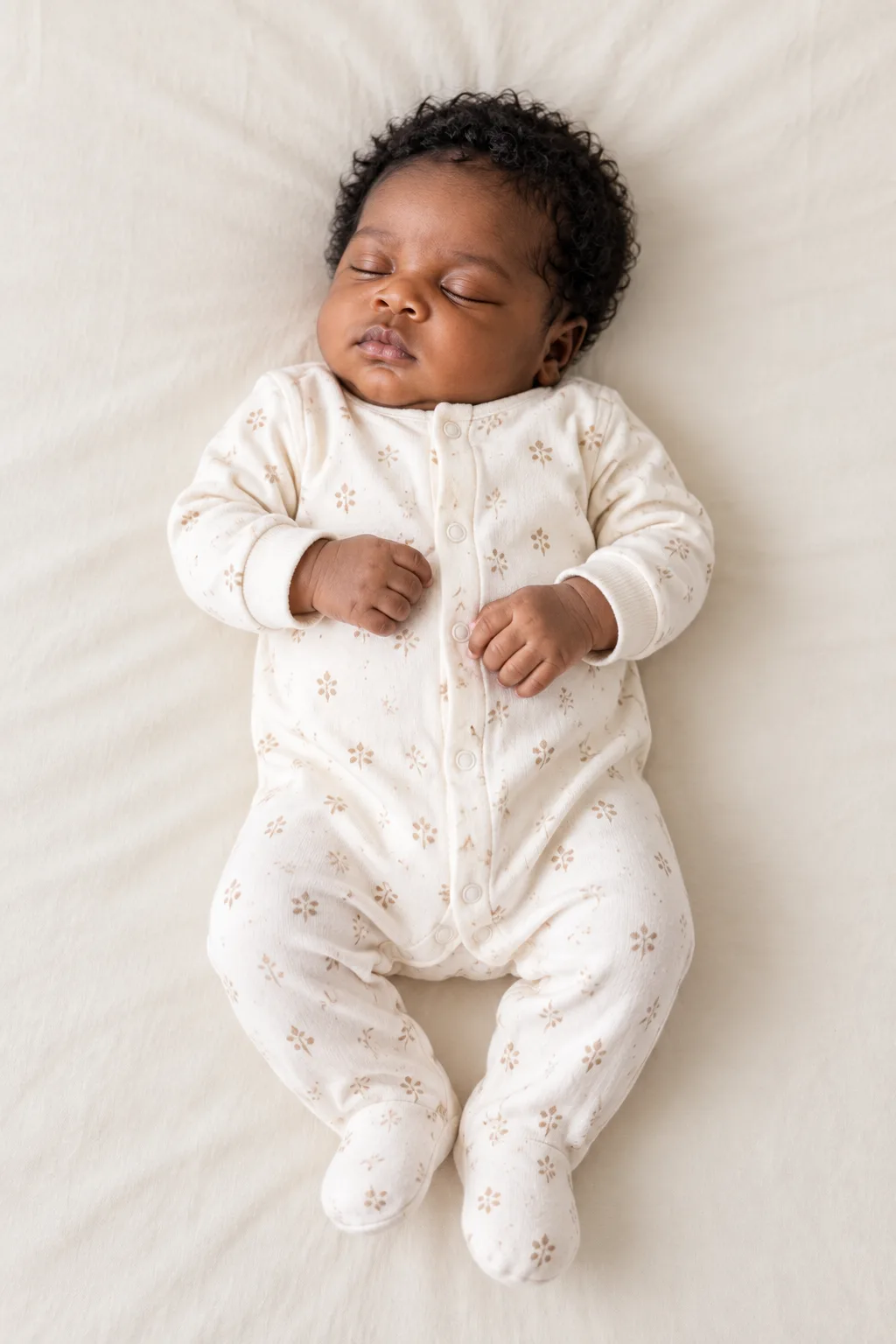 Baby Williams asleep in a soft blanket, fictional sample photograph