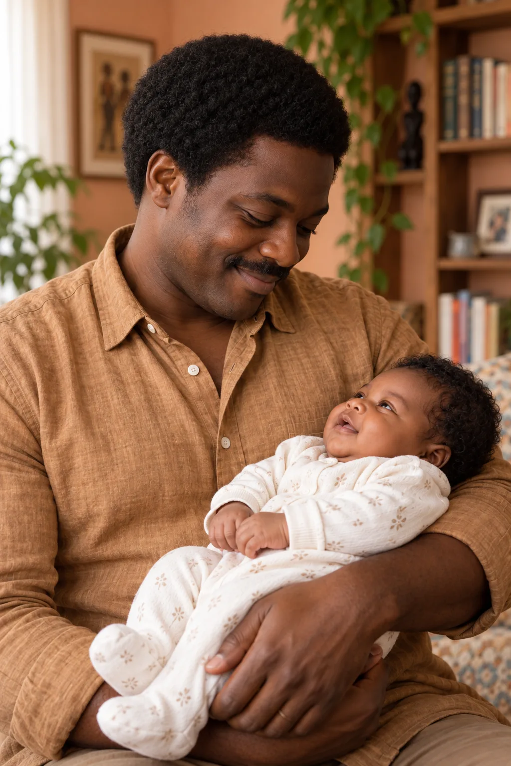 Tunde with his daughter, fictional sample photograph