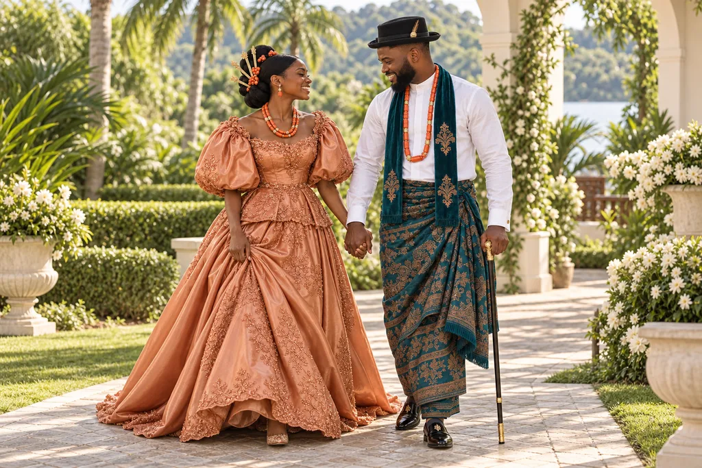 Emem and Eyo walking together, fictional sample photograph