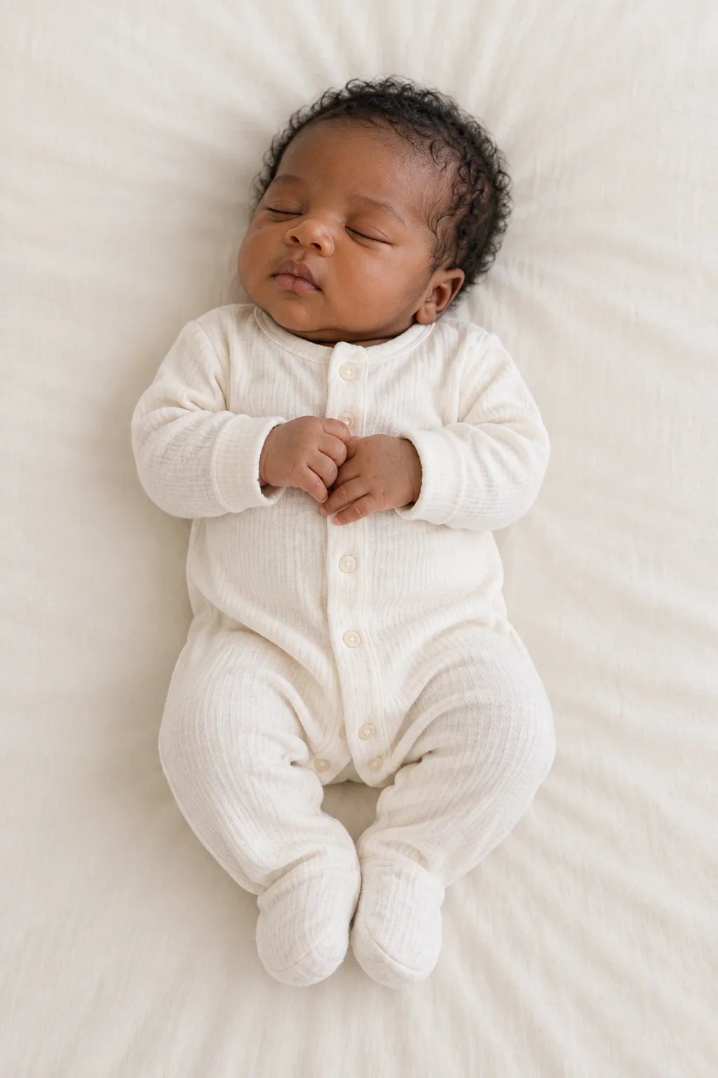 Baby Adeyemi sleeping in a soft linen wrap, fictional sample photograph