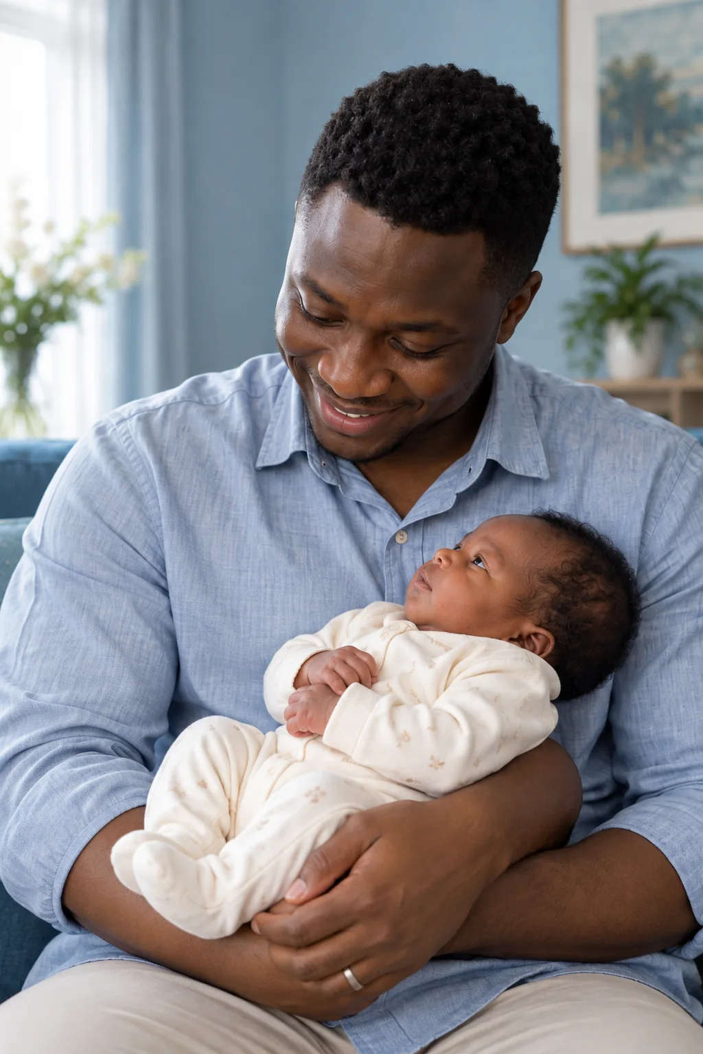 Emeka holding Chisom, fictional sample photograph